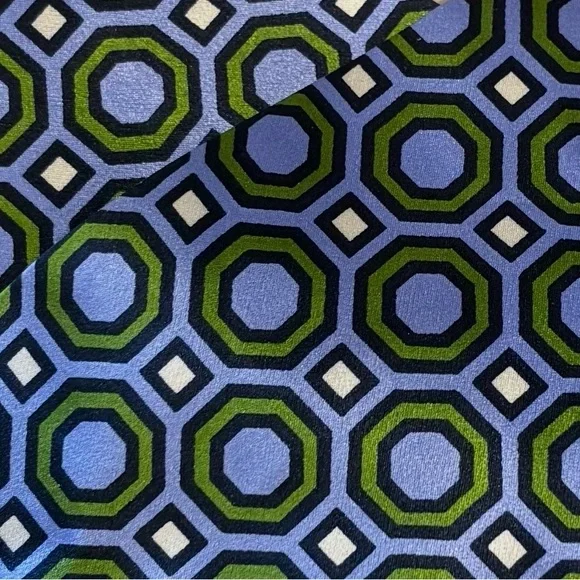 Tory Burch Silk Headband in Blue and Green Geometric Octagon Print. NWT. - Picture 7 of 8